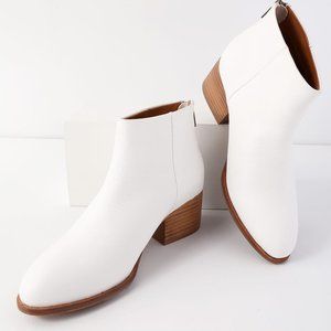 Seychelles Floodplain White Leather Ankle Booties